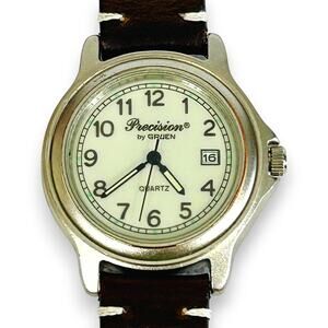 Gruen Precision GP420MN Glow Dial Vintage 38mm Quartz Field Watch Backlight